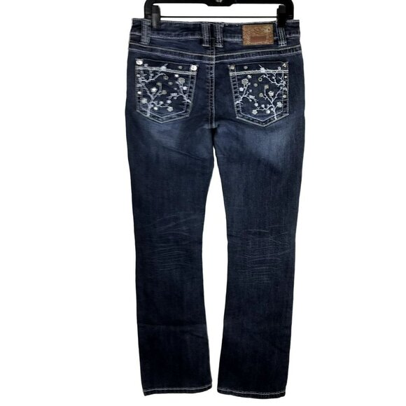 Shyanne “Cherry Blossom” Floral Embroidered & Rhinestone Boot Cut Jeans, size 29 - Picture 1 of 9